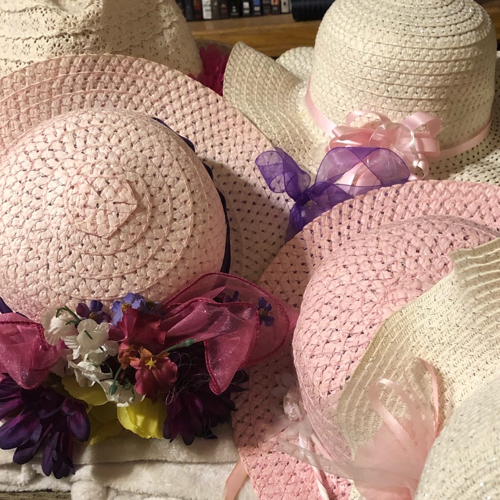 🔥3 for $15.  Girls set of 5 straw hats.